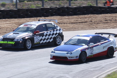 Honda Integra’en og Jakob Borum befandt sig godt på Ring Djursland.
(Foto: Olfert)